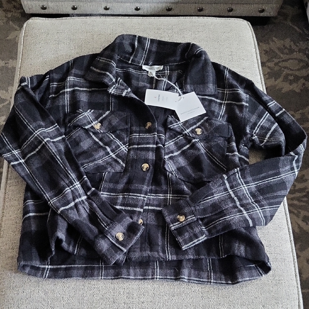 beachlunchlounge Black and White Plaid Jacket